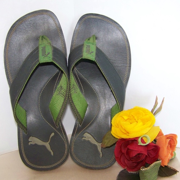 puma leather flip flops